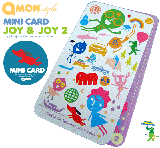 ミニカード・キャラクターjoy&joy2とQMONロゴ