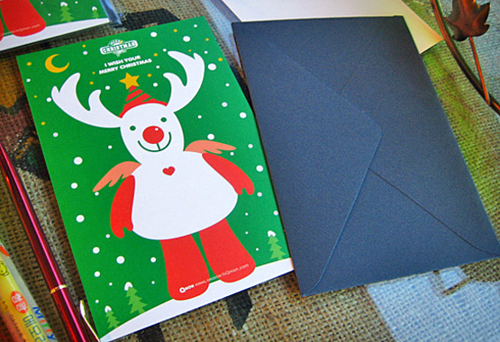 クリスマスカード・キャラクターmeery deerと封筒