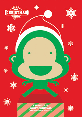 クリスマスカード・キャラクターmerry monky