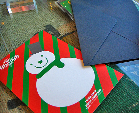 クリスマスカード・キャラクターmerry snowmanと封筒