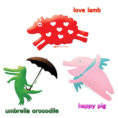 キャラクターlove lamb・happy pig・unbrella crocodile